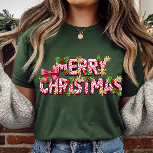 En Tri-matière Candy Cane Merry Christmas T-Shirt | Sweet T-Shirt (Créateur téléchargé)