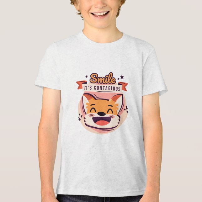 En Tri-matière Caractère Fox Smile Enfants bébé T-shirt (Recto)