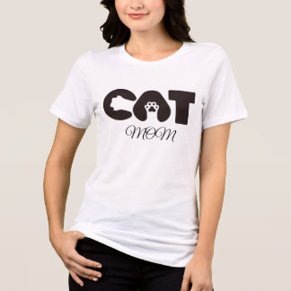 En Tri-matière Cat Mom T-Shirt – Cute pow with letter cat