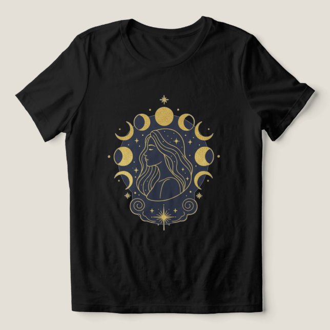 En Tri-matière Celestial Goddess Moon & Stars Women’s T-Shirt (Design Recto)