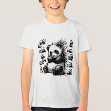 Charmant T-shirt Panda couleur noir et blanc