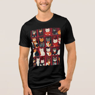 En Tri-matière chats patchwork T-shirt art IA