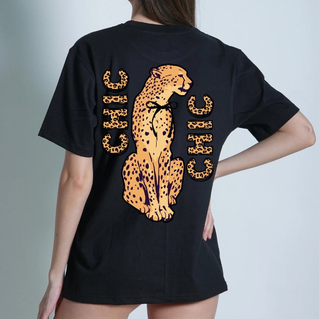 En Tri-matière Cheetah Chic Graphic audacieux T-shirt moderne (Créateur téléchargé)