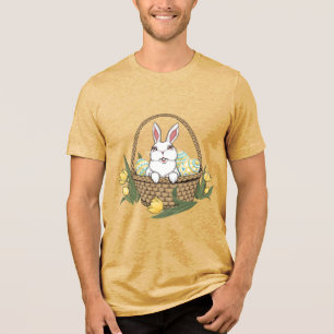 En Tri-matière Chemise de Pâques Lapin de Pâques Panier T-shirt U