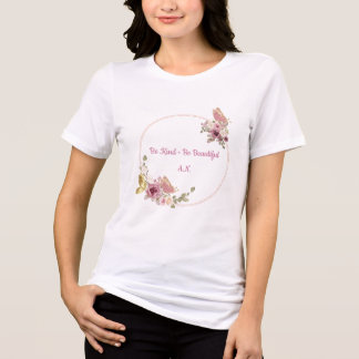 En Tri-matière Chemise papillon floral or rose – T-shirt personna