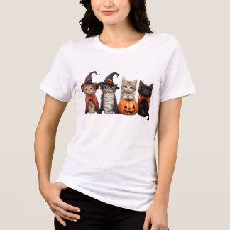 En Tri-matière Chemise T-Shirt Chats d'Halloween