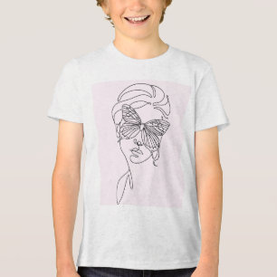 En Tri-matière chemise t-shirt pour enfants avec art minimaliste