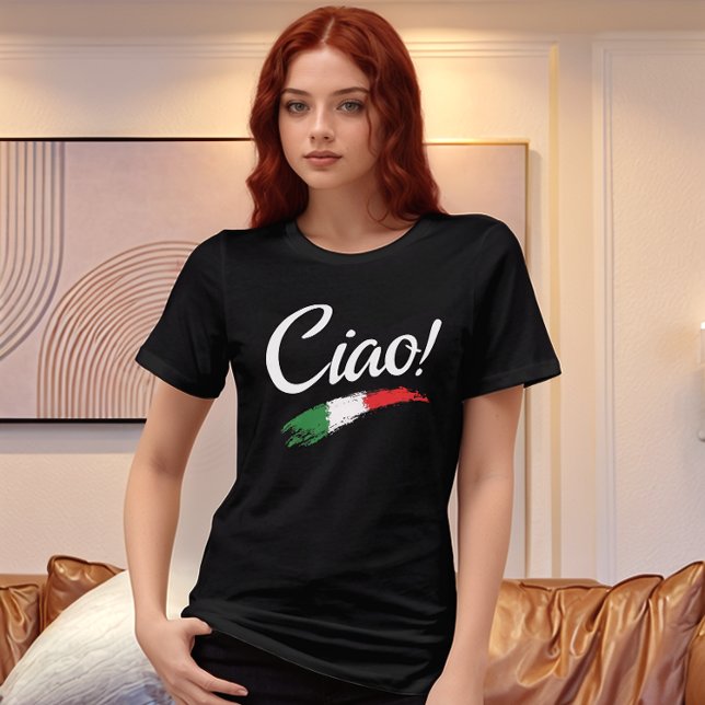 En Tri-matière Ciao Script Texte Blanc T-Shirt Tri-Blen Femme (Créateur téléchargé)