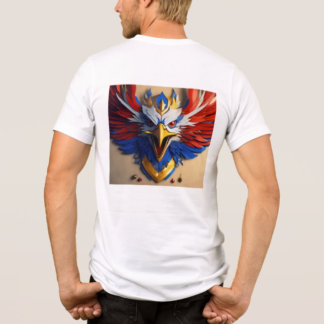 En Tri-matière Col rond, t-shirt imprimé à dos d'aigle (Verso)