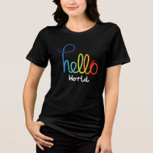 Colorful Hello World Women's Tri-mixend T-shirt