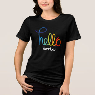 En Tri-matière Colorful Hello World Women's Tri-mixend T-shirt