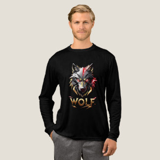 En Tri-matière Conception de T-shirt à tête de loup dorée et roug