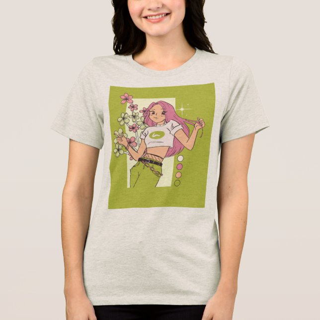 En Tri-matière Conception de T-Shirt avec jolie fille  (Recto)