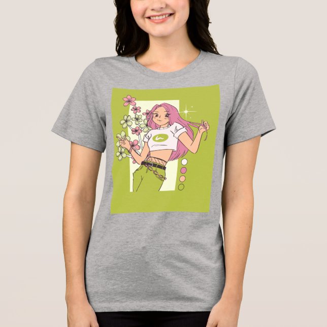 En Tri-matière Conception de T-Shirt avec jolie fille  (Recto)