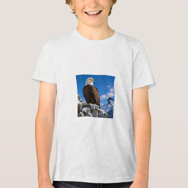 En Tri-matière conception de T-shirt d'aigle @ art de chat  (Recto)