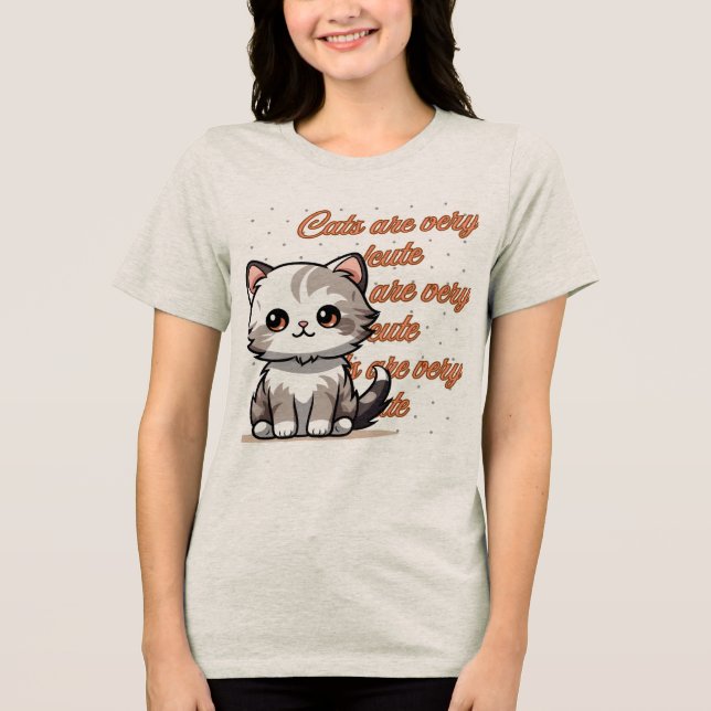 En Tri-matière Conception de T-Shirt de Chat Mignon Cadeau pour l (Recto)