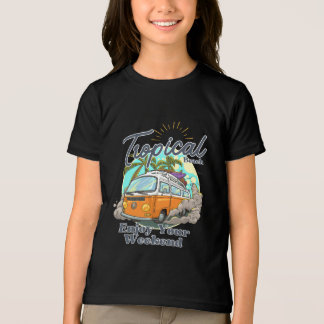 En Tri-matière Conception de T-shirt de plage tropicale