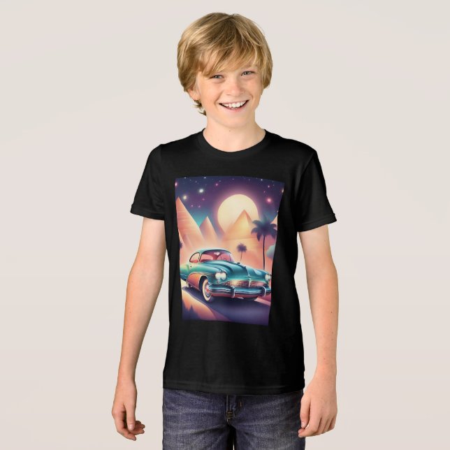 En Tri-matière conception de t-shirt de voiture rétro (Recto plein)