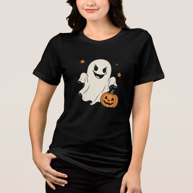 En Tri-matière Conception de T-shirt Halloween de fantôme effraya (Recto)