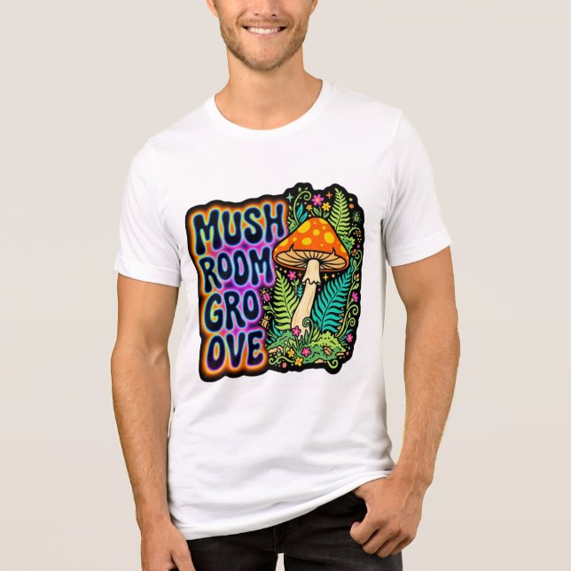 En Tri-matière Conception de T-Shirt Rétro sur le Thème Champigno (Recto)