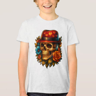 En Tri-matière Cool crâne dans le Casquette du coeur - T-shirt gr