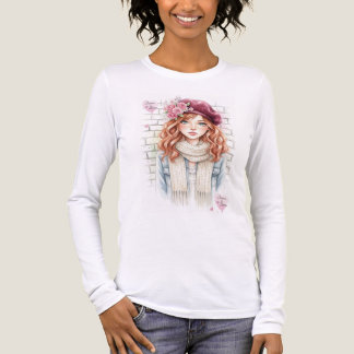 En Tri-matière Cottagecore Style Rose Flower Girl Graphic T-Shirt