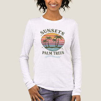 En Tri-matière Couchers de soleil & Palmiers | T-Shirt de plage d