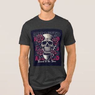En Tri-matière Crâne et café Rose accros T-shirt design