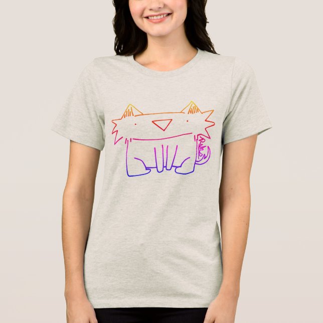 En Tri-matière Croquis T-shirt Rainbow Cat (Recto)