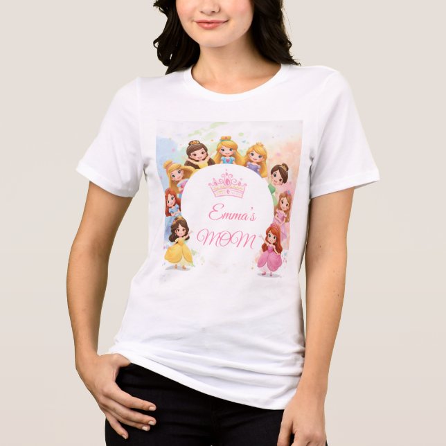 En Tri-matière Customizable Princess Birthday T-Shirt for Mom (Recto)