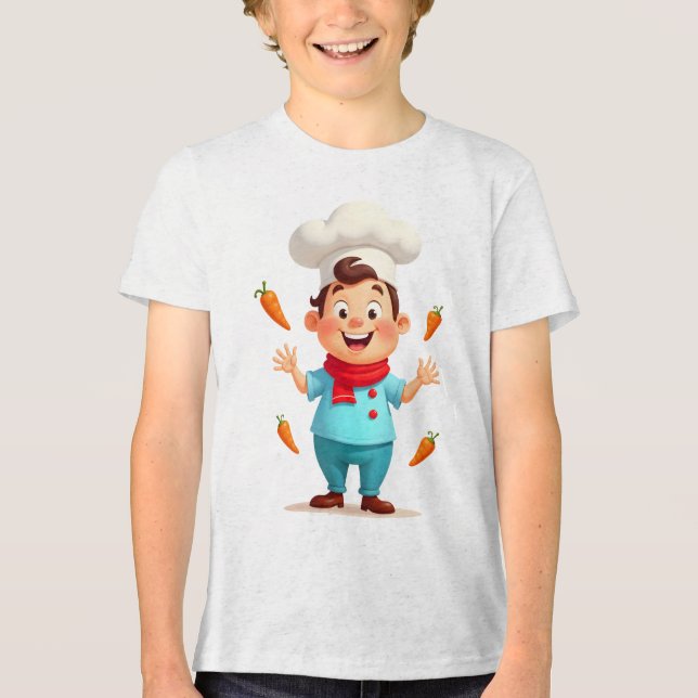 En Tri-matière Cute Carrot Juggling Chef Kids T-Shirt (Recto)
