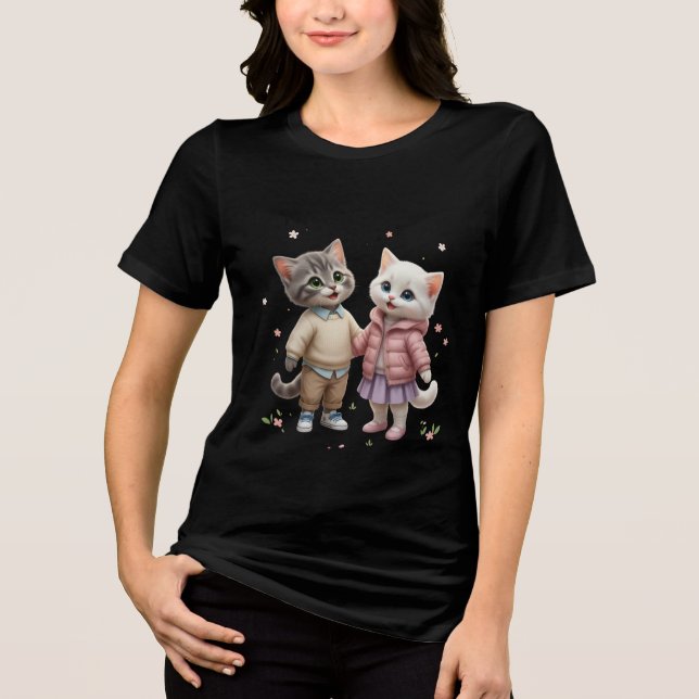 En Tri-matière Cute Cat T-Shirt | Tom & Luna Spring Design (Recto)
