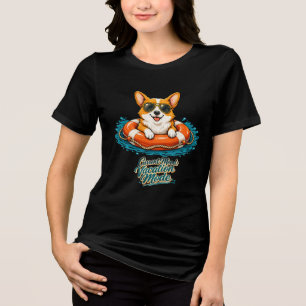 En Tri-matière Cute Corgi Summer Vacation Mode T-Shirt