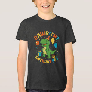En Tri-matière Cute Dinosaur 7e T-shirt garçon anniversaire