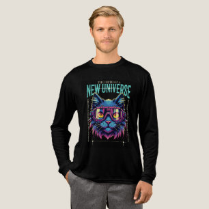 En Tri-matière Cyberpunk Cosmic Cat T-Shirt - Neon Sci-Fi Graphiq