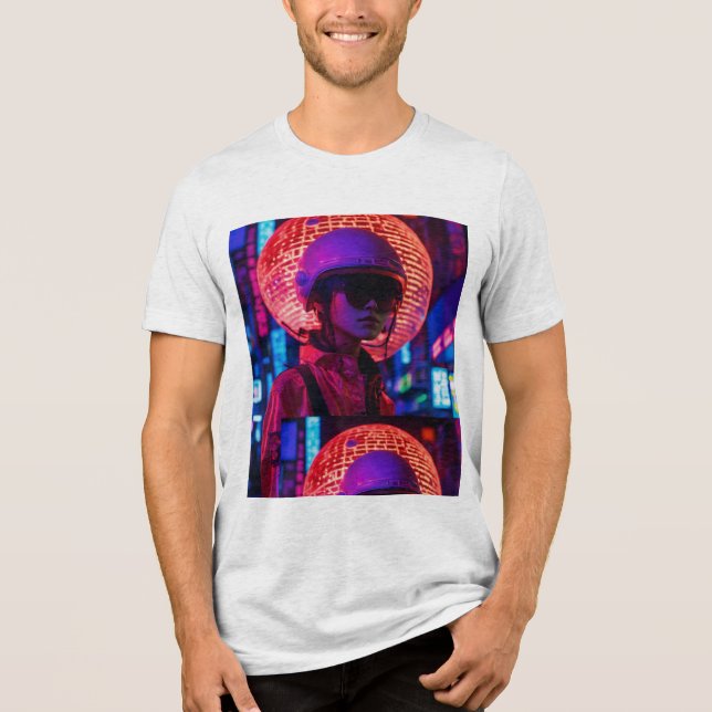 En Tri-matière Cyberpunk Neon Samurai T-Shirt ॥ (Recto)