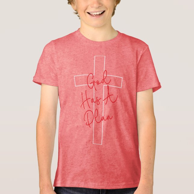 En Tri-matière Dieu a un plan T-shirt (Recto)