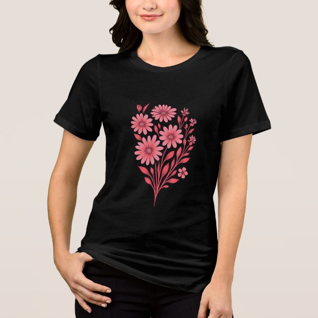 En Tri-matière Double-Sided Pink Floral Bouquet T-Shirt (Recto)