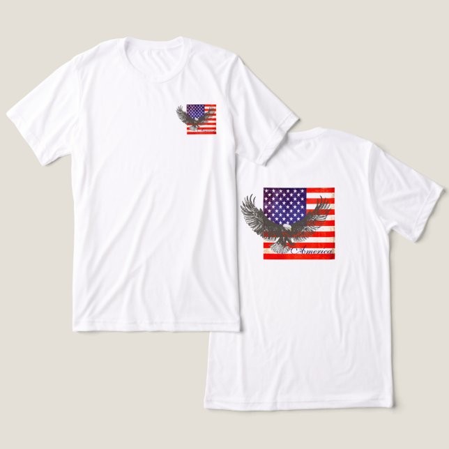 En Tri-matière Drapeau américain et ligne d'aigle t-shirt America (Design Recto & Verso)