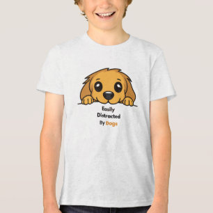En Tri-matière Easily Distracted By Dogs Cute Puppy T-Shirt