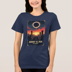 En Tri-matière Éclipse Solaire 2026 Reykjavik Islande T-Shirt de