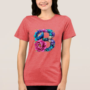 En Tri-matière Elégant T-shirt Floral B initial pour elle
