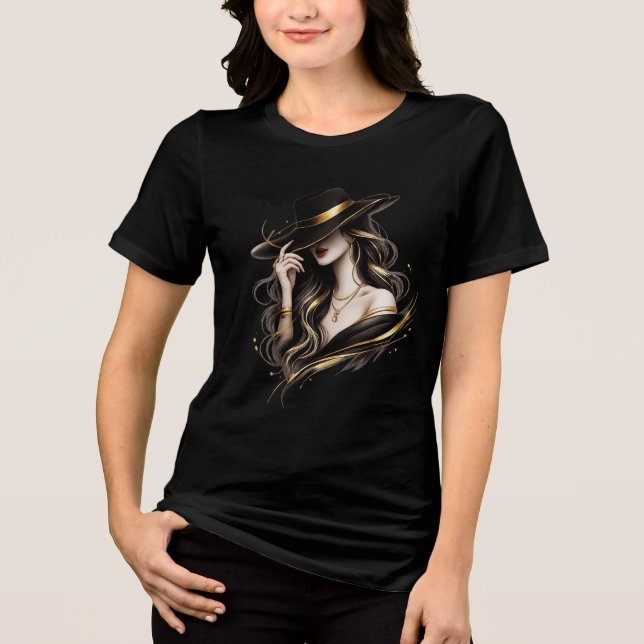 En Tri-matière Elegant Woman Portrait Graphic T-Shirt (Recto)