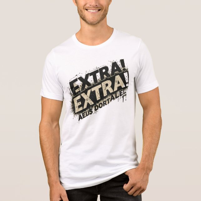 En Tri-matière "EXTRA! EXTRA! Newspaper Headline T-Shirt – Bold V (Recto)