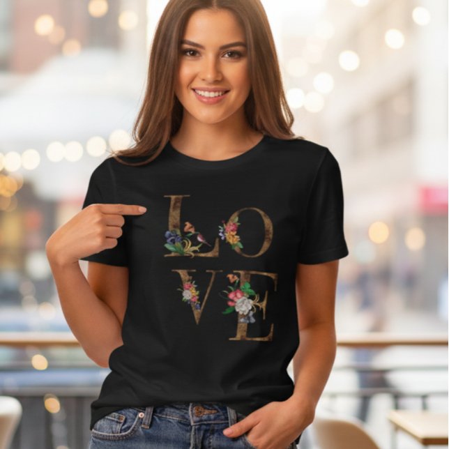 En Tri-matière Floral LOVE Rustic Word Women's T-Shirt (Créateur téléchargé)