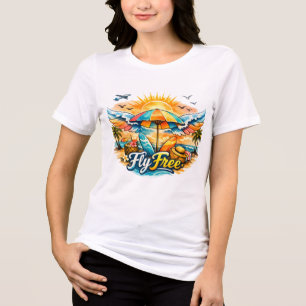 En Tri-matière "Fly Free – Tropical Paradise Vibes" T-Shirt -> "E