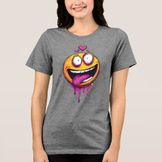 En Tri-matière Funny Crazy Love Emoji Graphic T-Shirt – Drôle