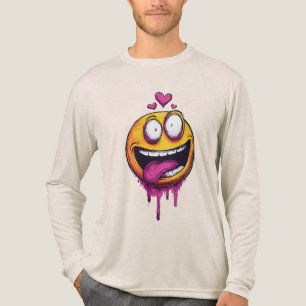 En Tri-matière Funny Crazy Love Emoji Graphic T-Shirt – Drôle