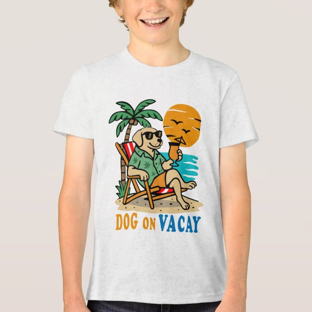 En Tri-matière Funny Dog on Vacation T-Shirt | Cute Summer (Recto)
