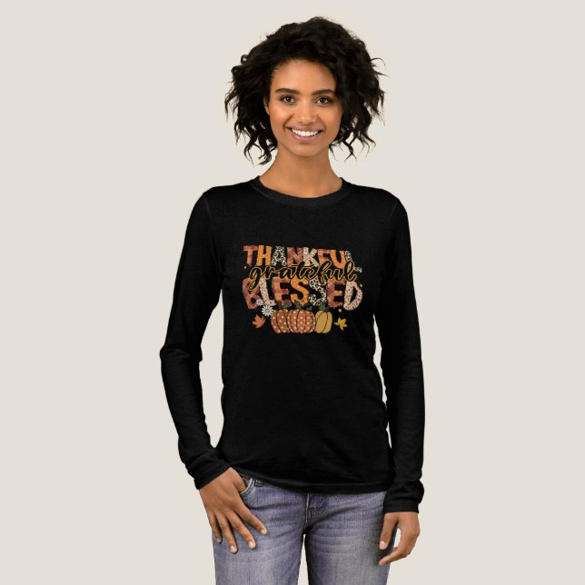 En Tri-matière Give Thanks T-Shirt | Floral Fall Coquette Shirt (Recto complet)